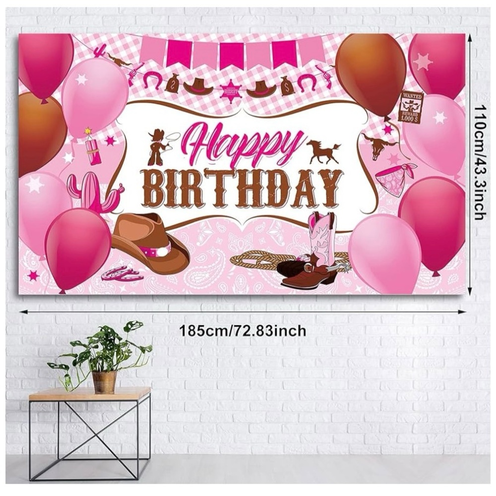 Cowgirl happy birthday banner